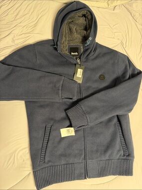 Bench Men’s Navy Blue Sherpa-Lined Full Zip Hoodie